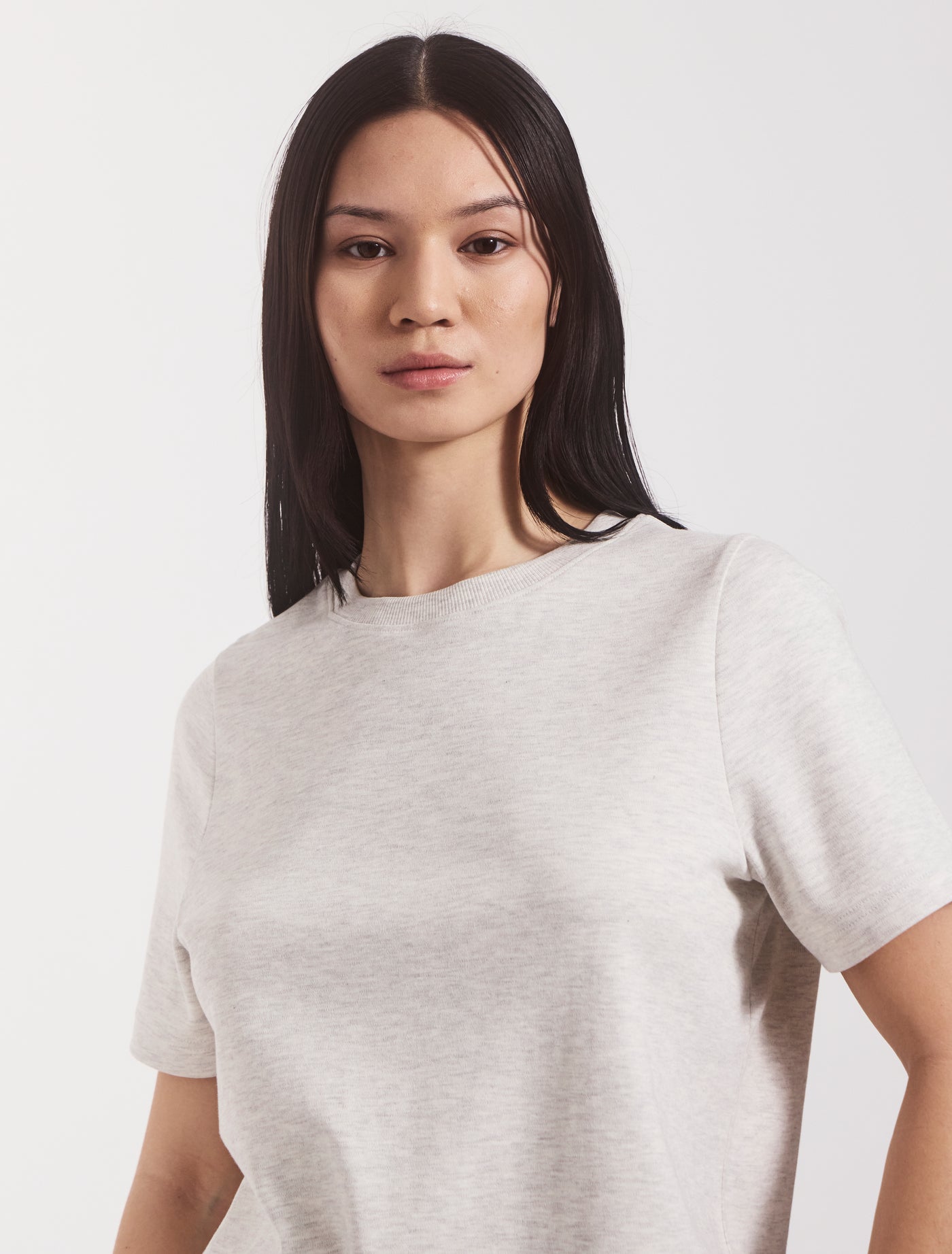 Signature Oversized T-Shirt in Light Grey Marl