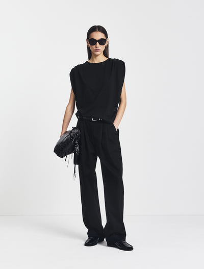 Kaia Pleated Tank Top in Black