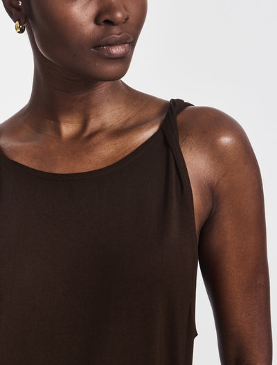 Riley Twist Strap Vest in Bitter Chocolate