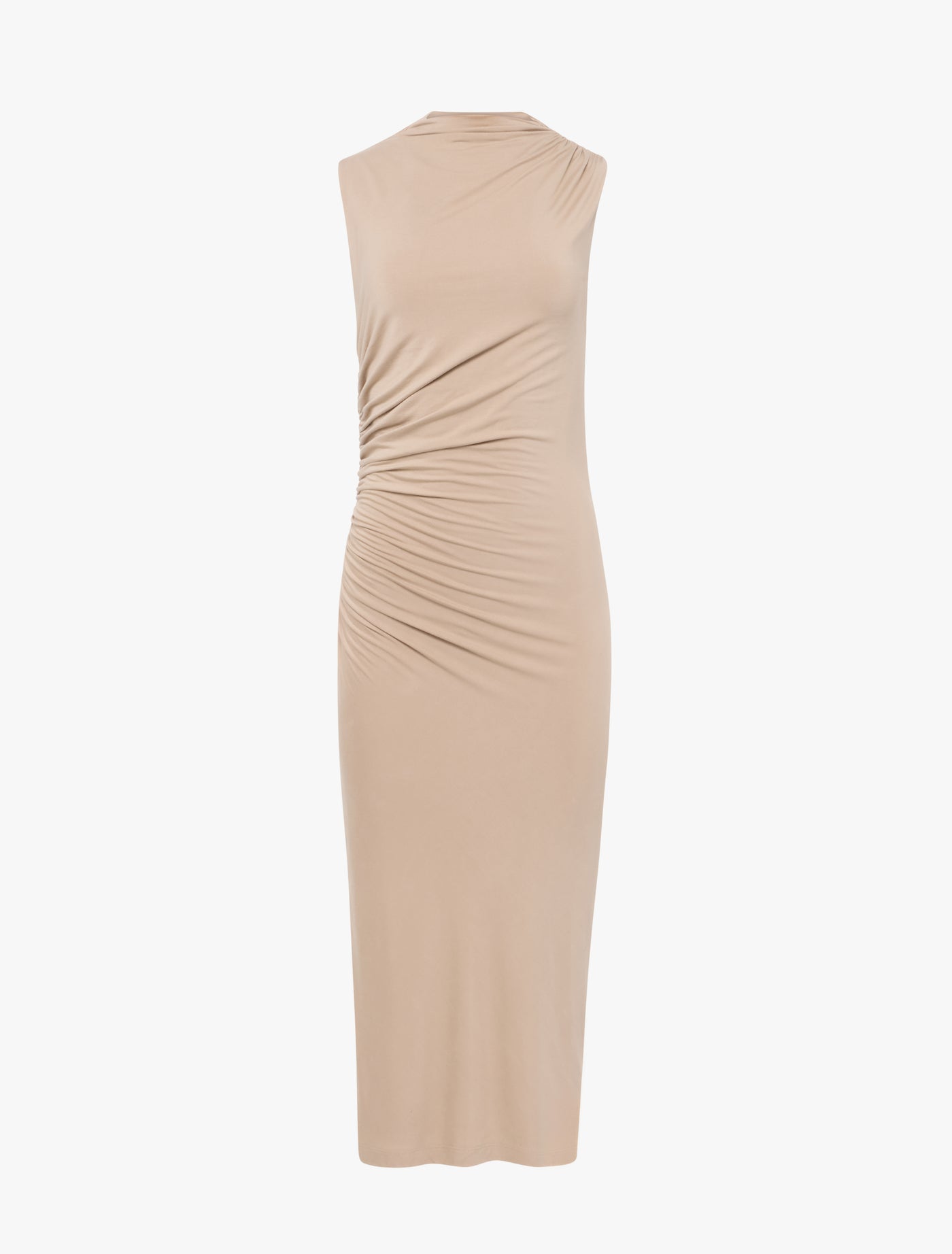 Draped Midi Dress in Taupe