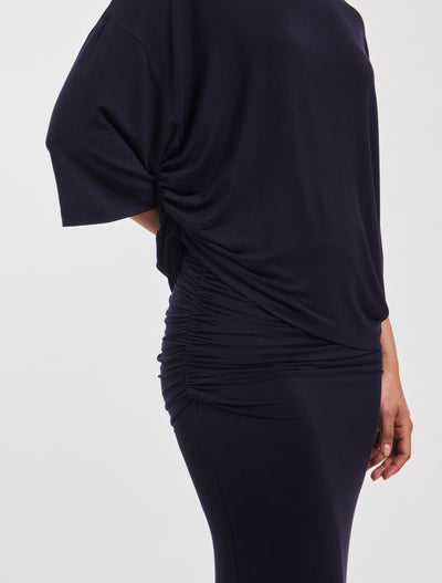 Aria Ruched Tee in Darkest Navy