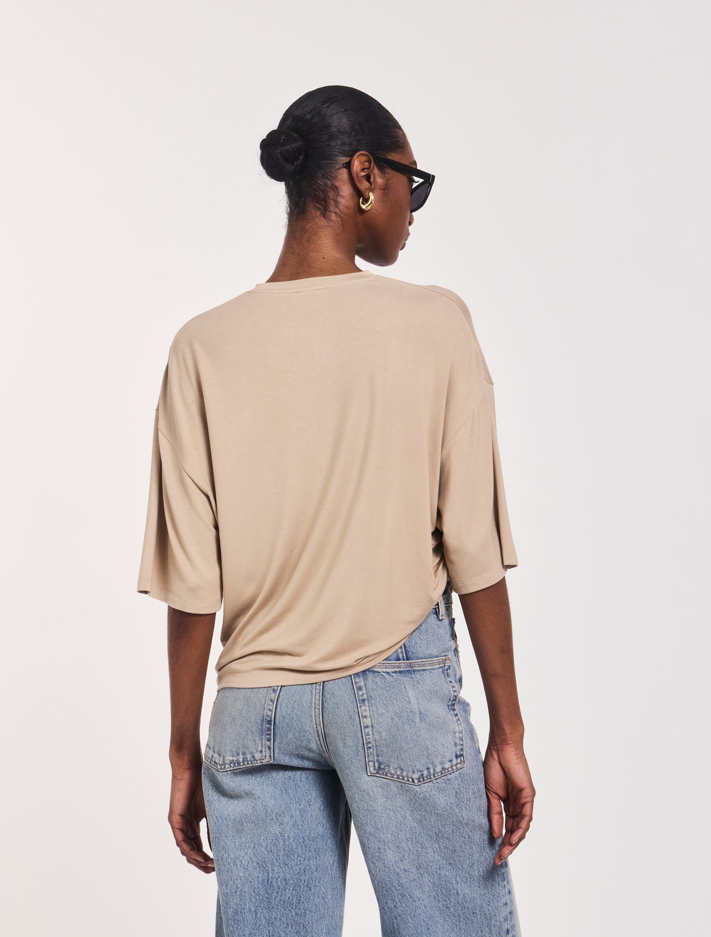 Drape Side Tee in Taupe