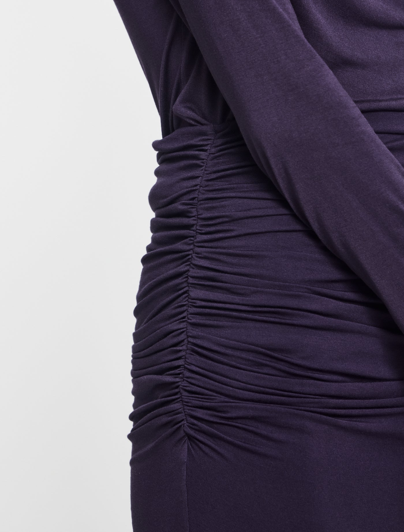 Leah Ruched Maxi Skirt in Aubergine