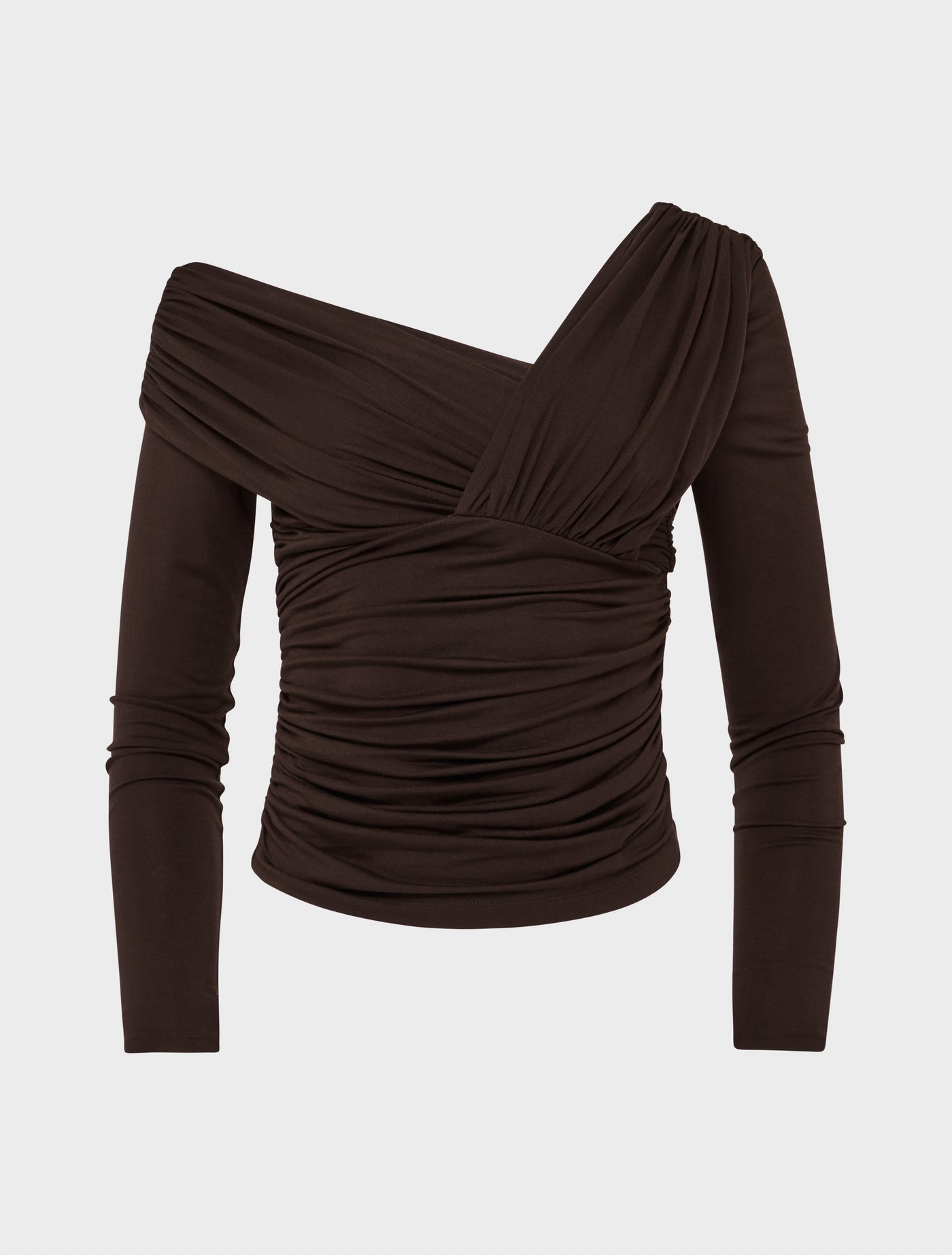 Corey Ruched Long Sleeve Top in Bitter Chocolate