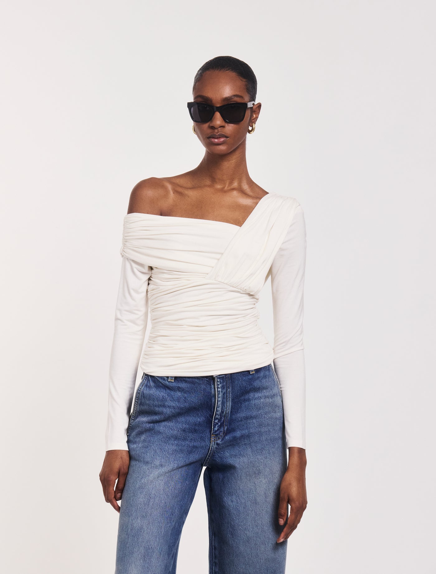 LS Aysm Bardot Top in Chalk White