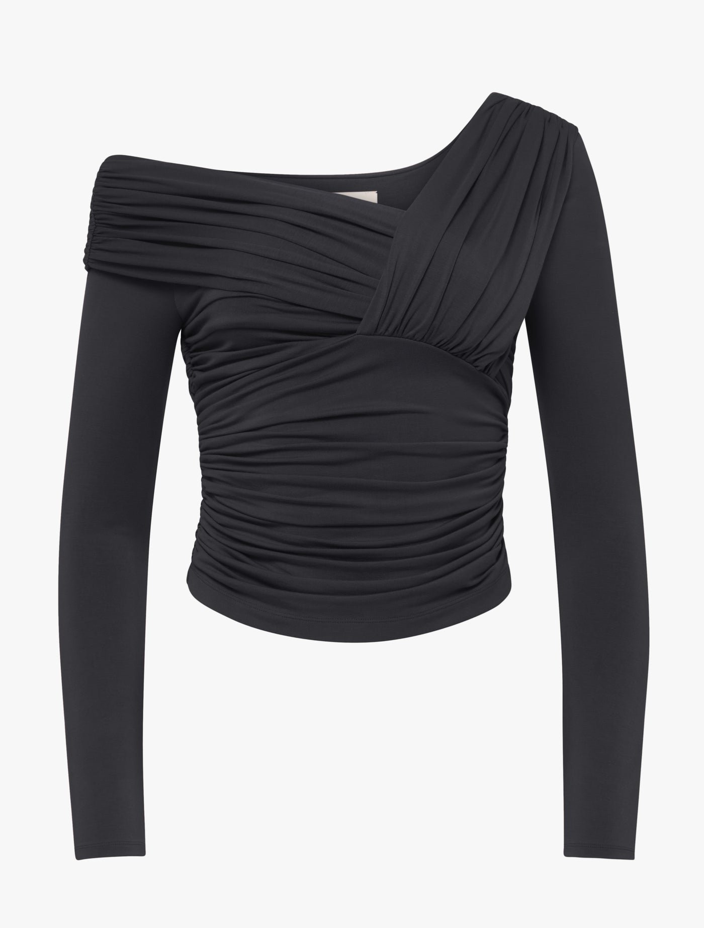 Corey Ruched Long Sleeve Top in Black
