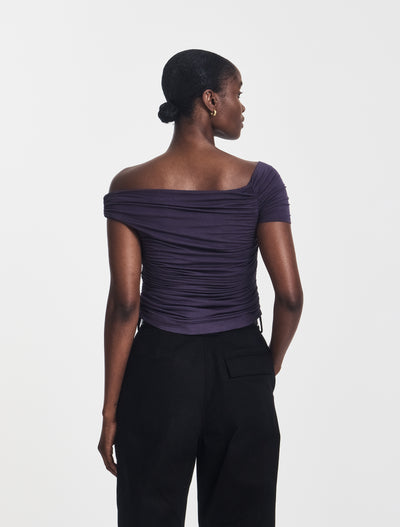 Katie Ruched Top in Aubergine