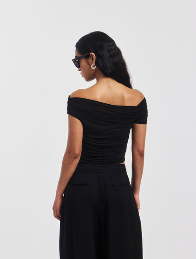 Katie Ruched Top in Black
