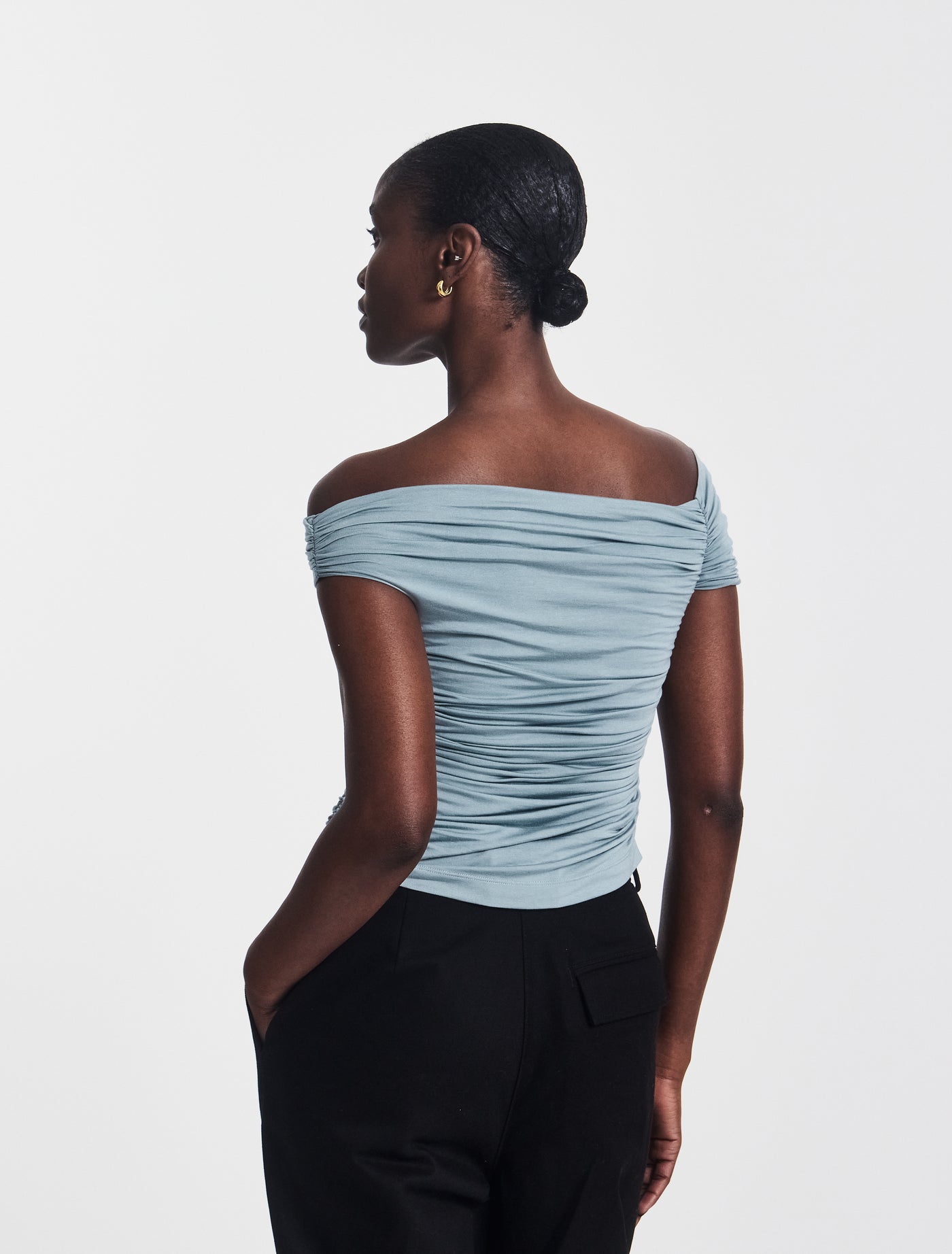 Katie Ruched Top in Powder Blue