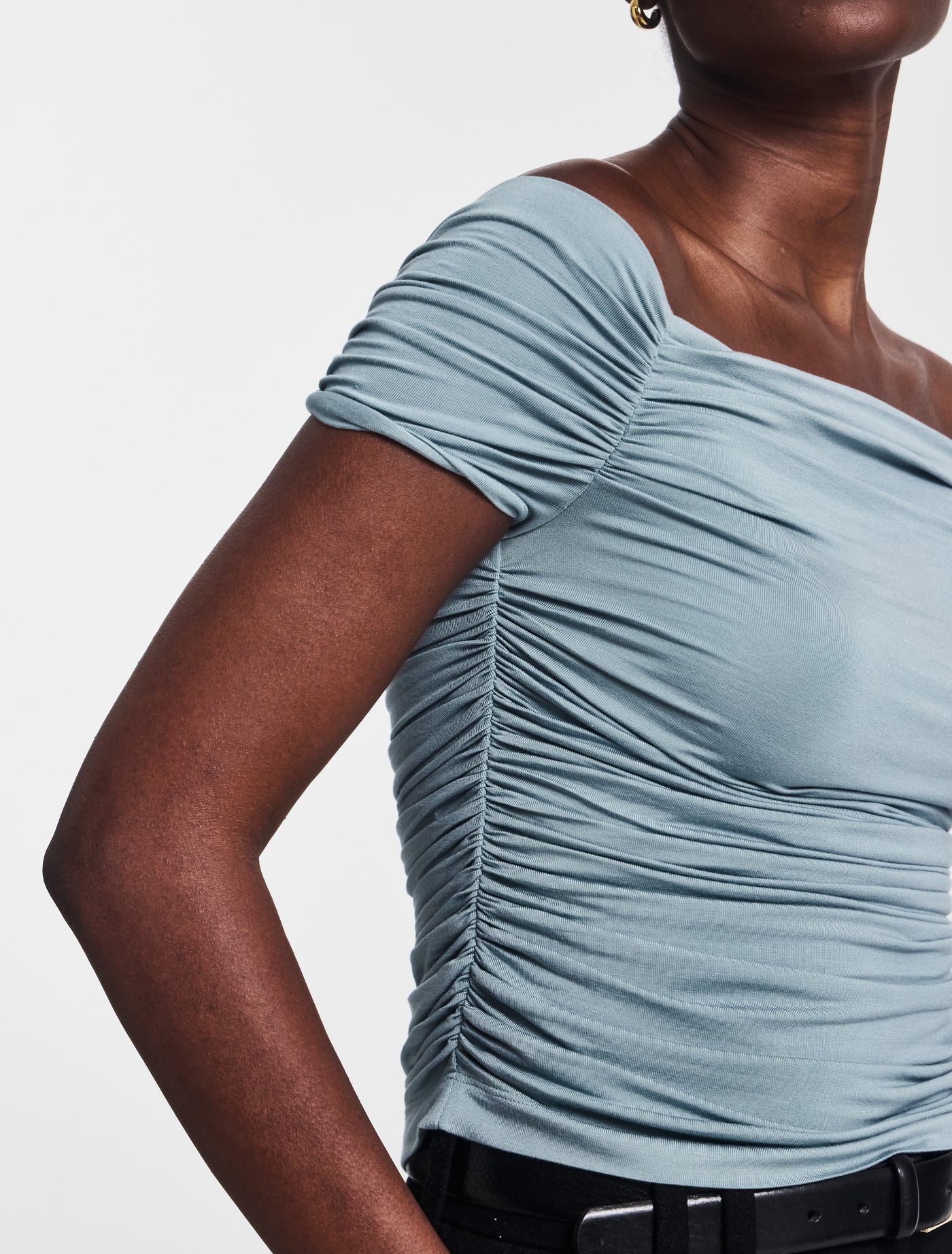 Katie Ruched Top in Powder Blue