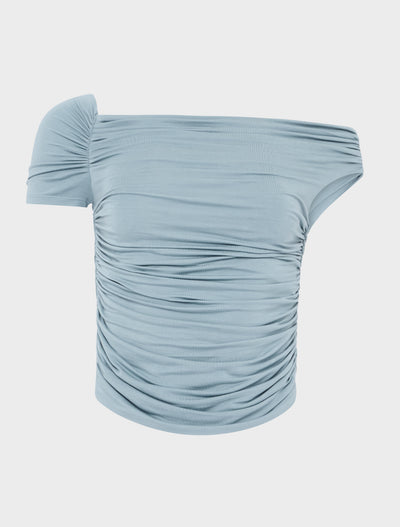 Katie Ruched Top in Powder Blue