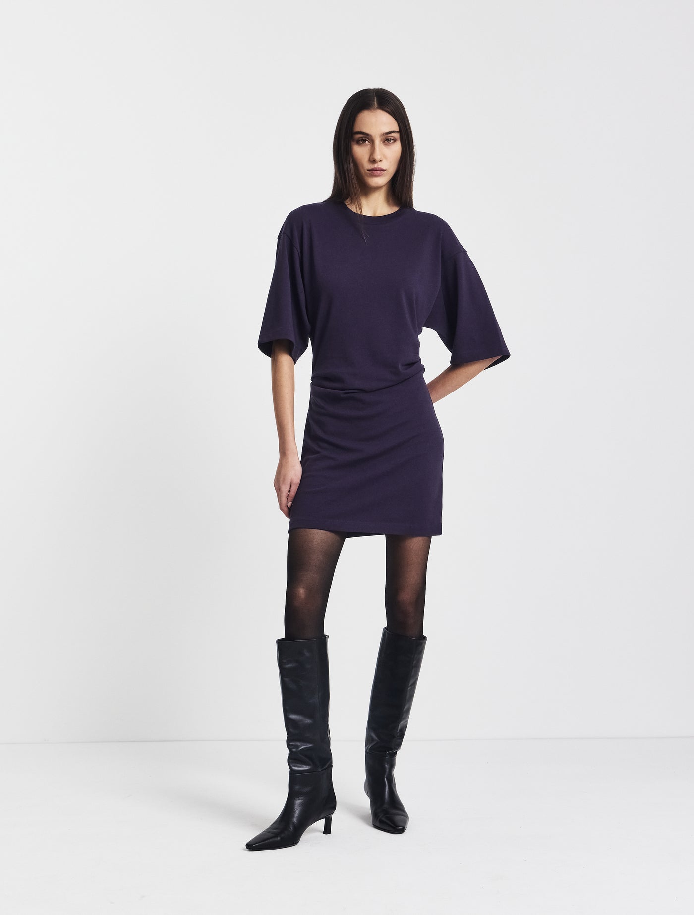 Raya T-Shirt Dress in Aubergine