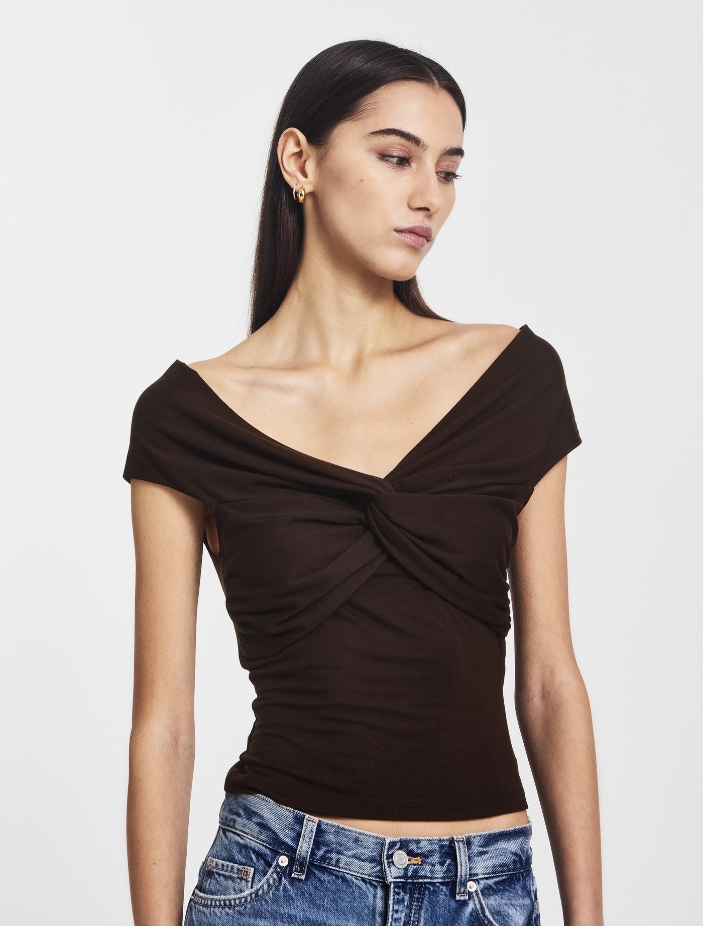 Laila Twist Front Top in Bitter Chocolate