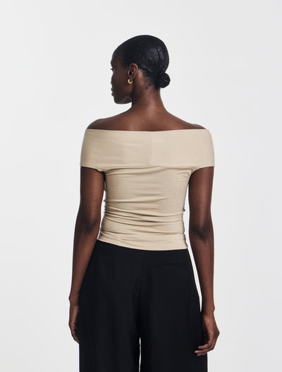 Laila Twist Front Top in Taupe