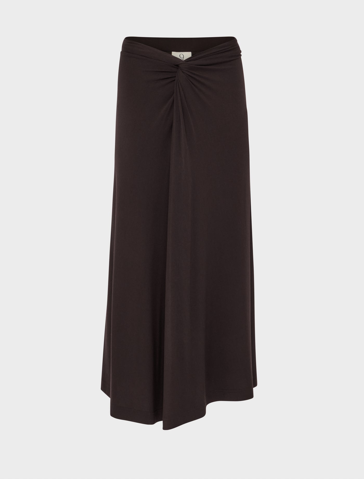 Sadie Twist Midi Skirt in Bitter Chocolate