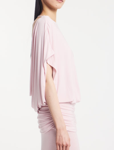 Ramona Blouson Maxi Dress With Full Hem in Dusk Pink