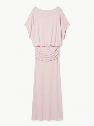 Ramona Blouson Maxi Dress With Full Hem in Dusk Pink