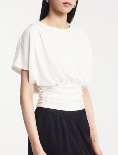 Wren Rouch Hem Tee in Chalk