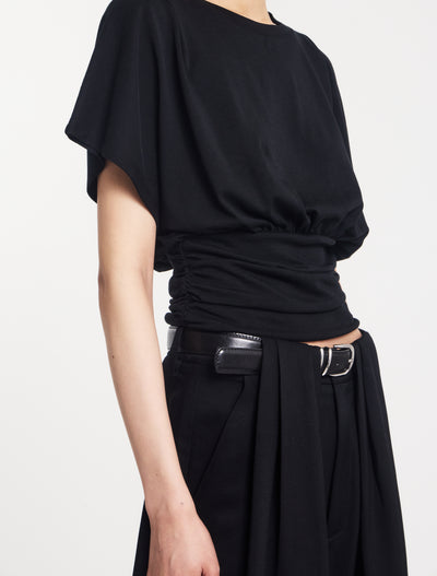 Wren Rouch Hem Tee in Black