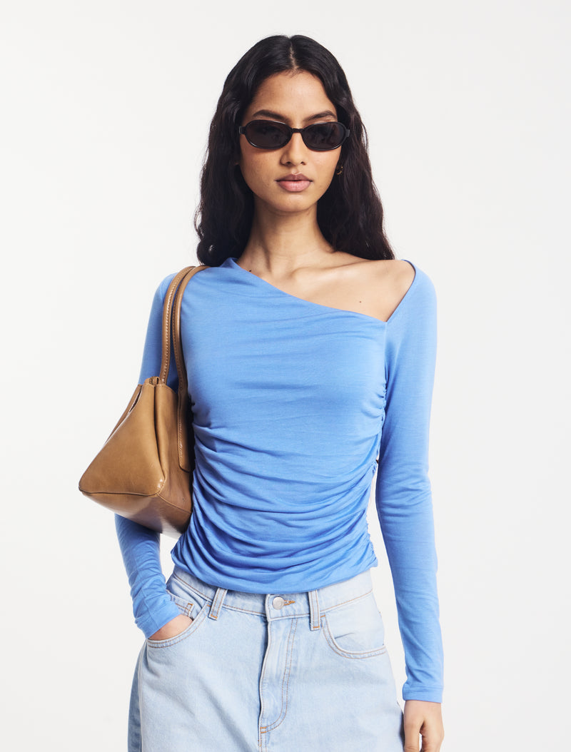 Parker Asymmetrical Top in Cornflower