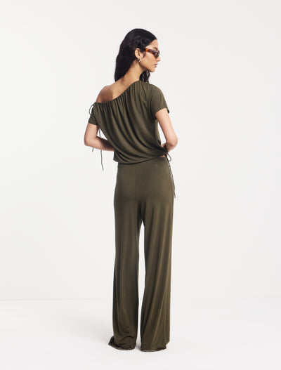 Clover Wide Leg Bottom in Leaf Green