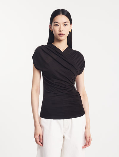 Indie Wrap Top in Bitter Chocolate