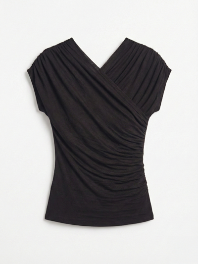 Indie Wrap Top in Bitter Chocolate