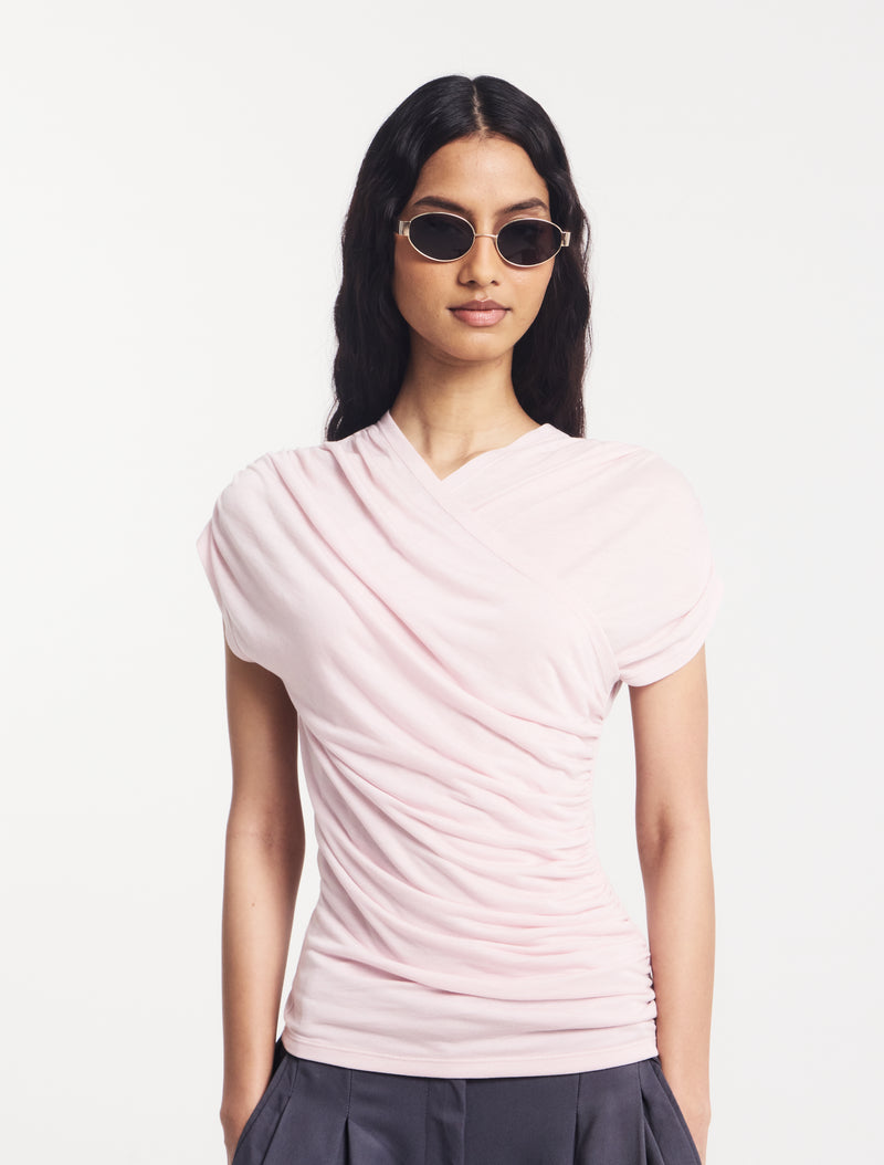 Indie Wrap Top in Dusk Pink