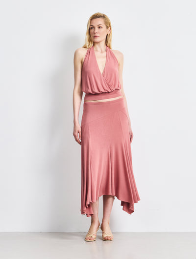 Lenny Wrap Front Halter In Melon