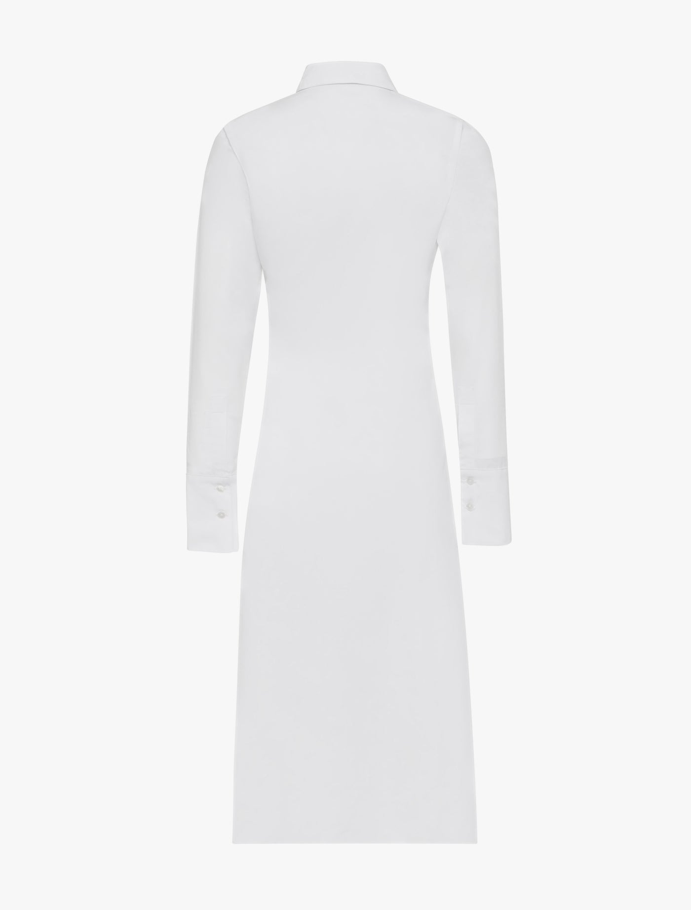 Back view of Ophelia Shirtdress in white on hanger