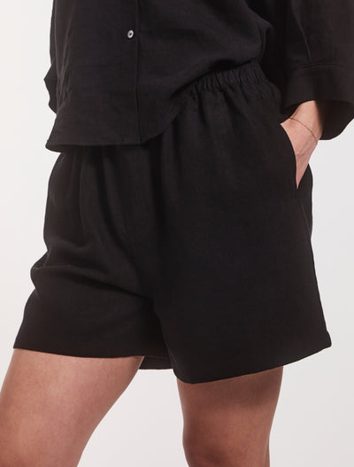 Louella Linen Shorts In Black