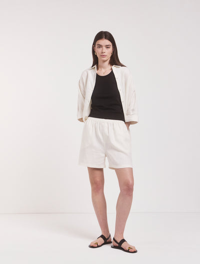 Louella Linen Shorts In Chalk White