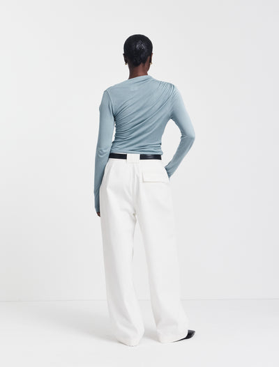 Organic Cotton Denim Trousers in Off White
