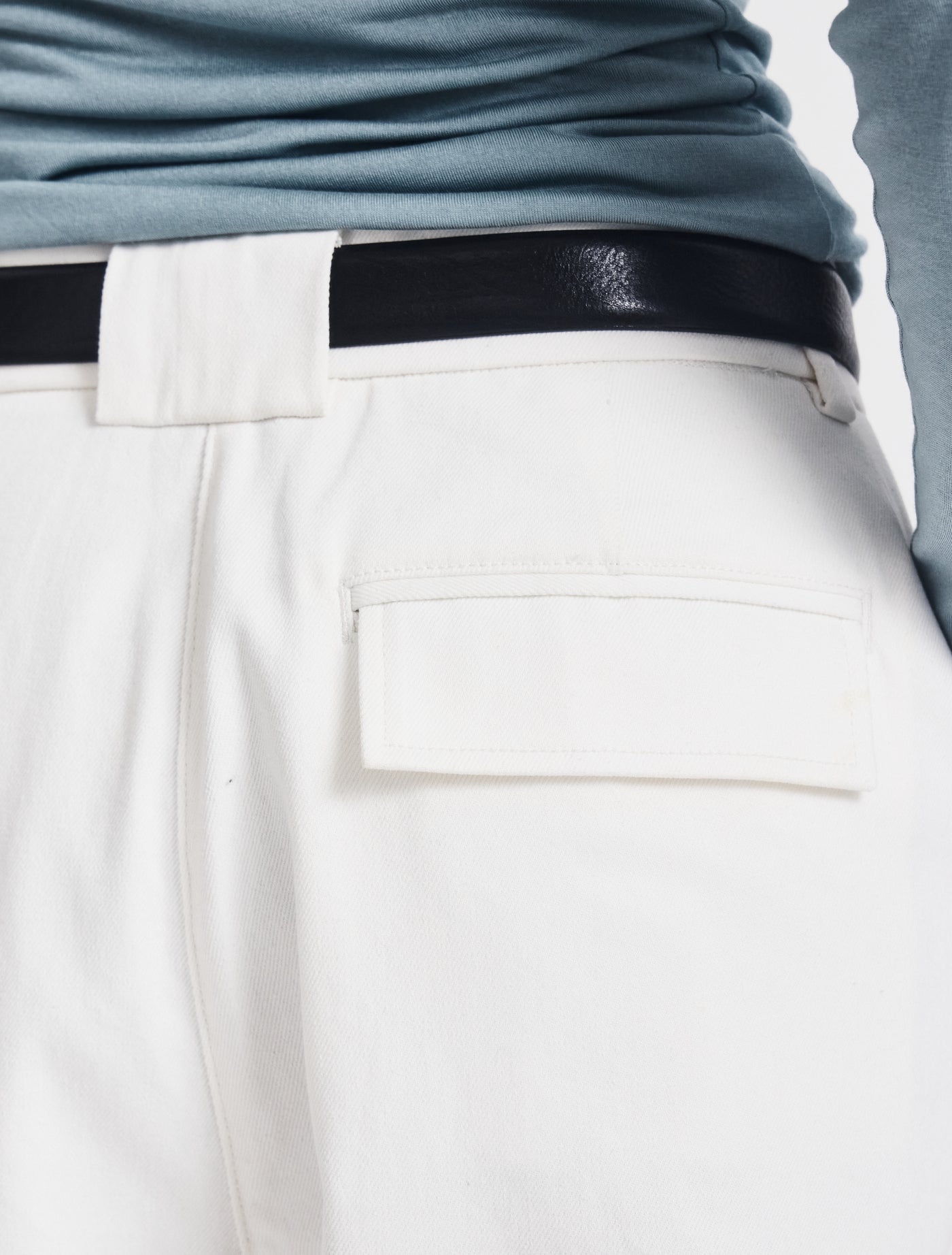 Organic Cotton Denim Trousers in Off White