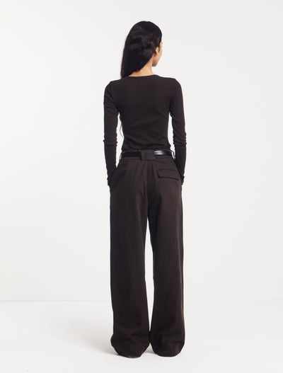 Organic Cotton Denim Trousers in Bitter Chocolate