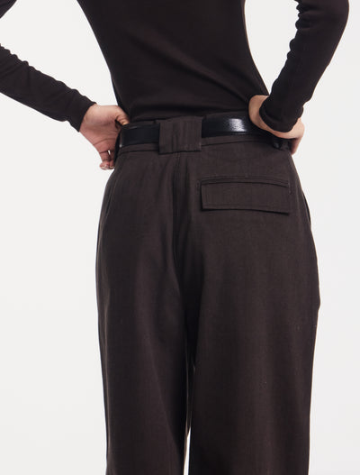 Organic Cotton Denim Trousers in Bitter Chocolate