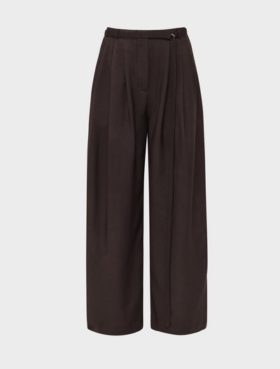 Evie Wide Leg Trouser in Bitter Chocolate