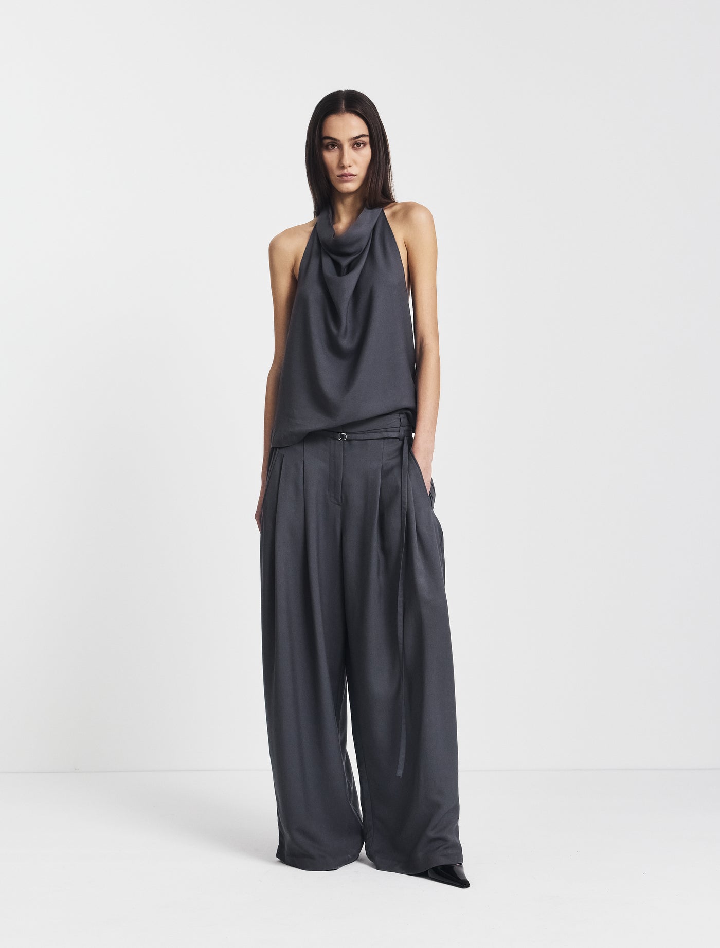 Evie Wide Leg Trouser in Magnet