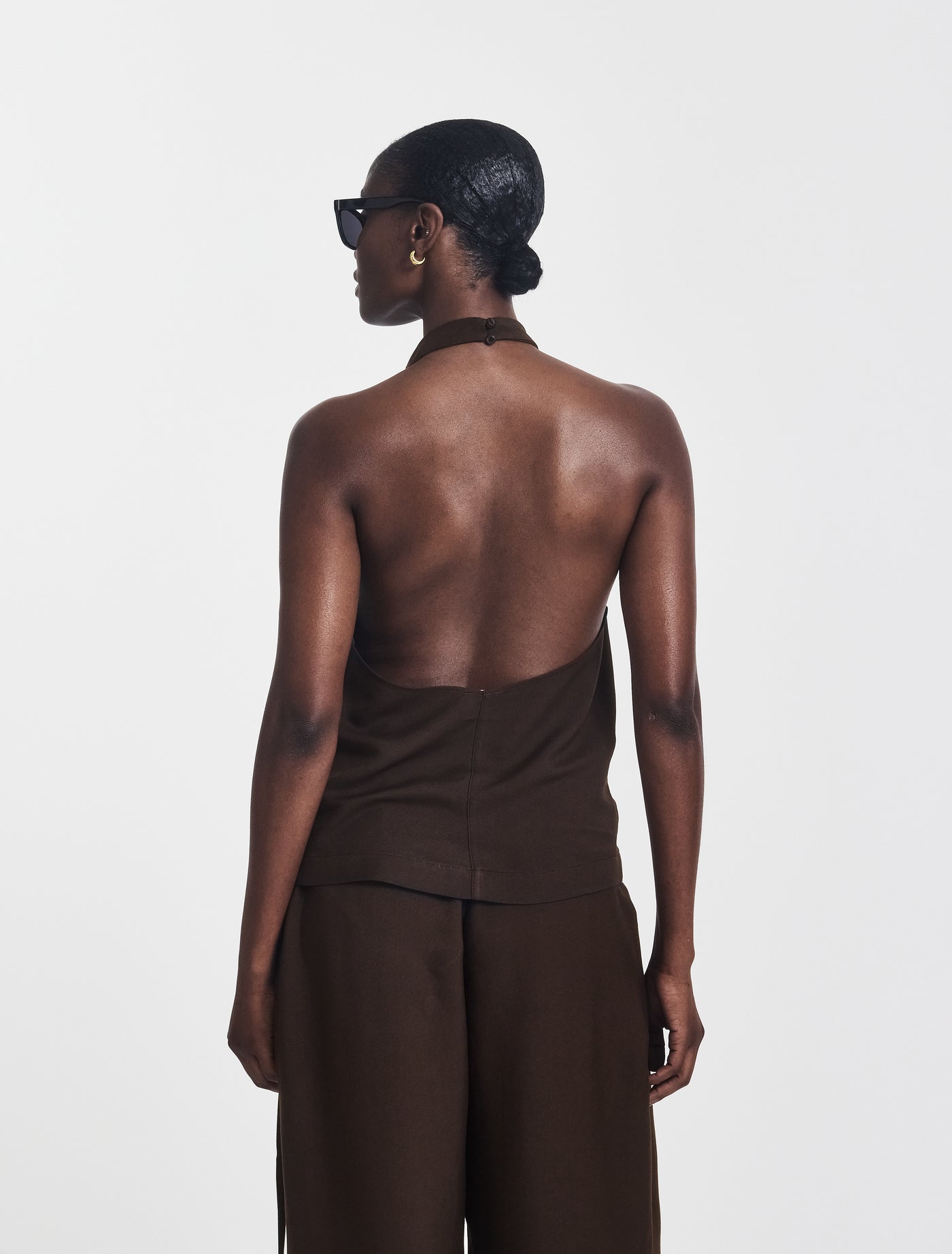 Kayla Halterneck Top in Bitter Chocolate