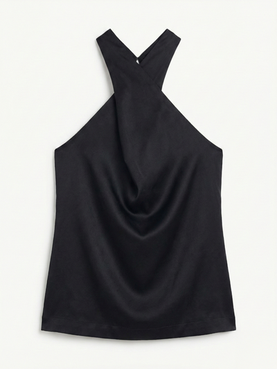 Cleo Wrap Halter Top in Black