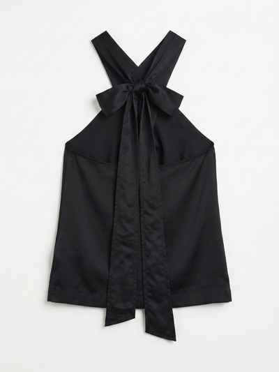 Cleo Wrap Halter Top in Black