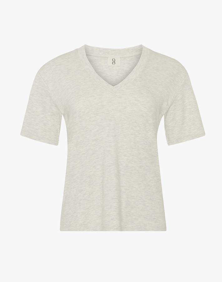 SIGNATURE V-NECK T-SHIRT IN LIGHT GREY MARL