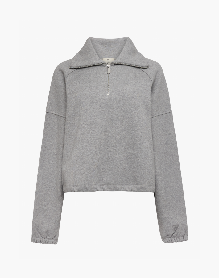 SIGNATURE HALF ZIP SWEATSHIRT IN GREY MARL