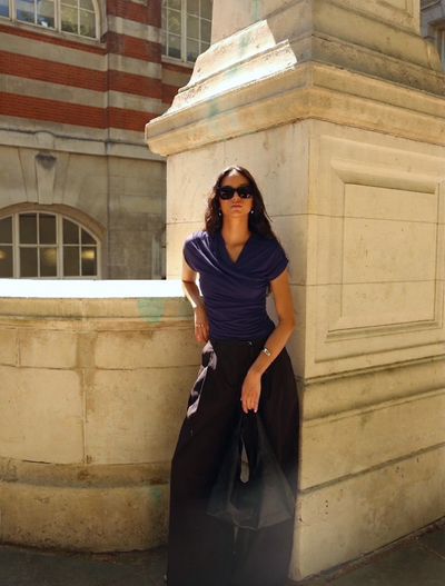 Indie Wrap Top In Aubergine