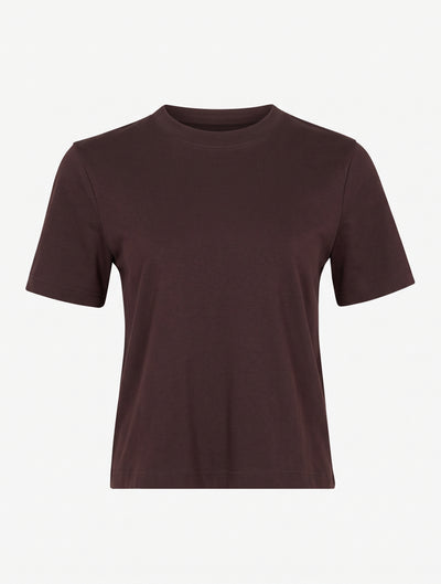 Compact Cotton Boxy T-shirt in Mahogany