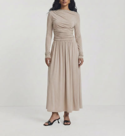 Romy Dress in Taupe - Elegant Maxi Dress – Ninety Percent