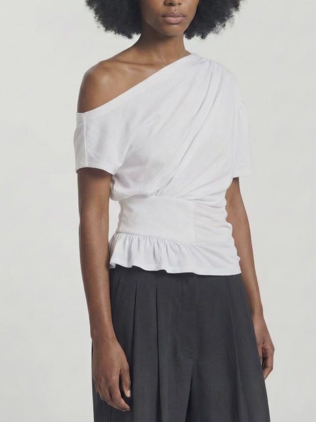 Deconstructed T-Shirt - Agathi Top in White – Ninety Percent