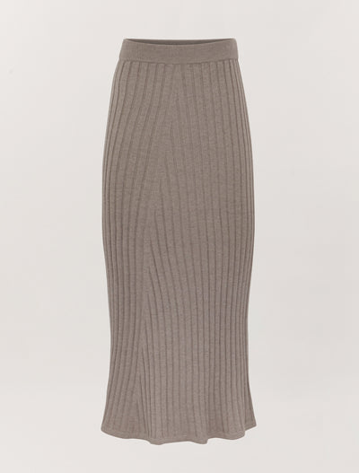 Maia Rib Skirt in Brown Marl