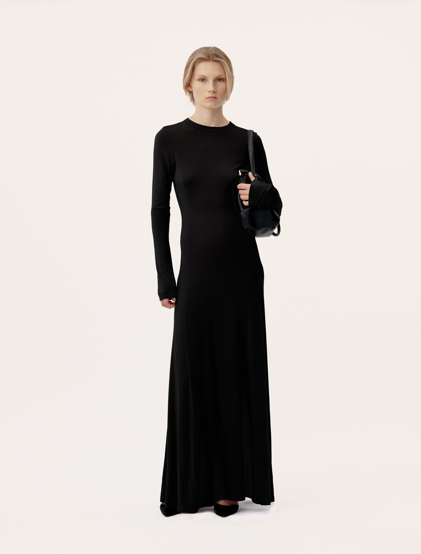 Micromodal long black dress
